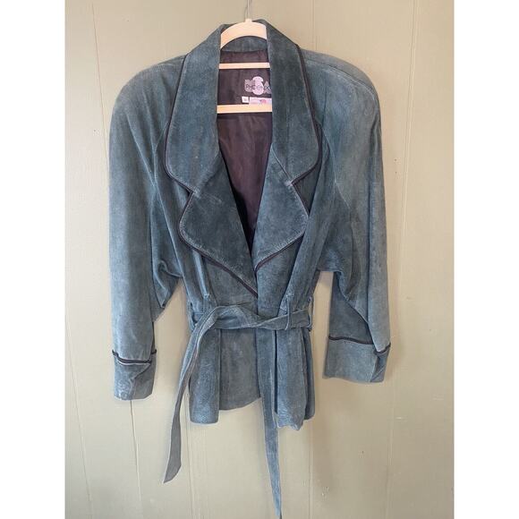 Phoenix Vintage Jacket Womens Size Small Rare Green Suede Coat 90s y2k - Picture 8 of 11